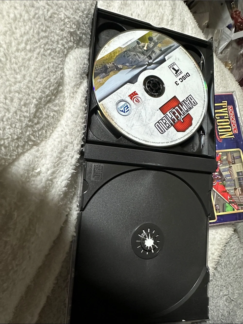 Battlefield 2 -Video Game(disc #4 missing)& Monopoly TYCOON(case broken)